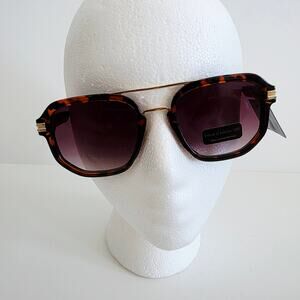 House of Harlow 1960 Brown Tortoise Shell Squared Oval Double Bridge Sunglasses